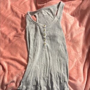 Gray Sleeveless Ribbed Top